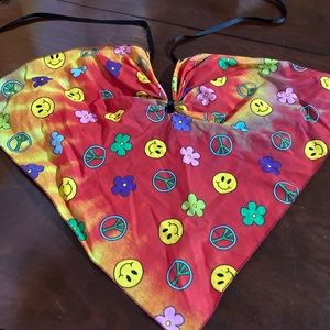 Happy Face Cotton Halter Tie Shirt